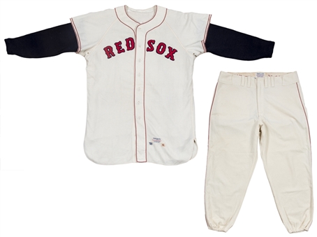 1959 Ted Williams Game Used Boston Red Sox Complete Home Uniform (ULTRA RARE) - Jersey & Pants With Undershirt (MEARS A10)